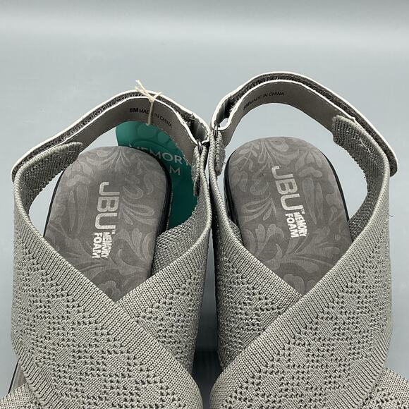 NEW JBU Women’s Alyssa Wedge Sandals Grey Shimmer Size 8M - Picture 6 of 11